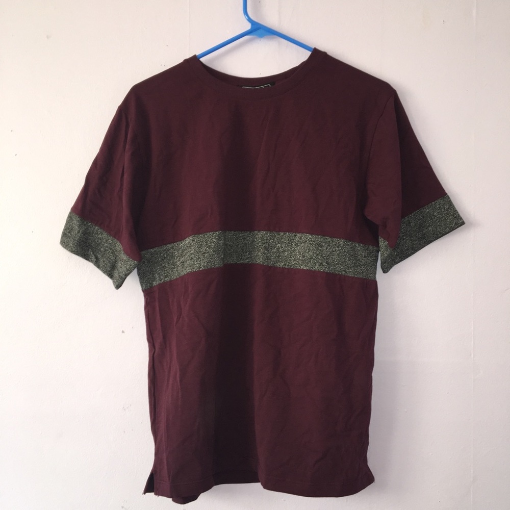 21men x small burgundy charcoal knit top